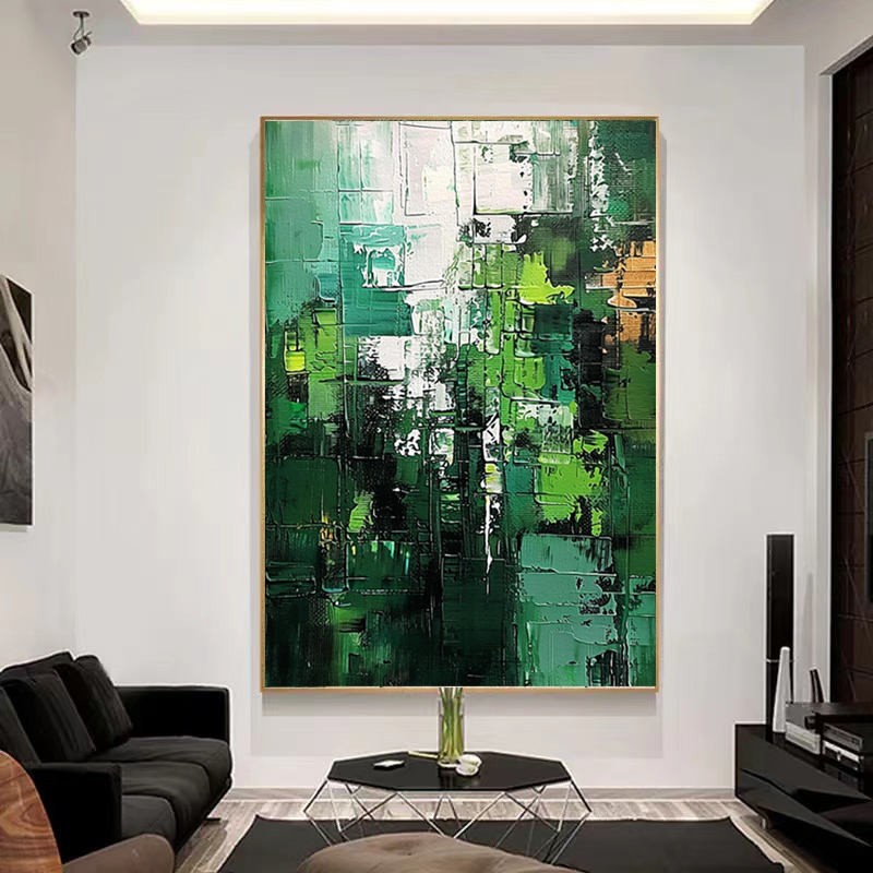Green Landscape Abstract Handmade Painting