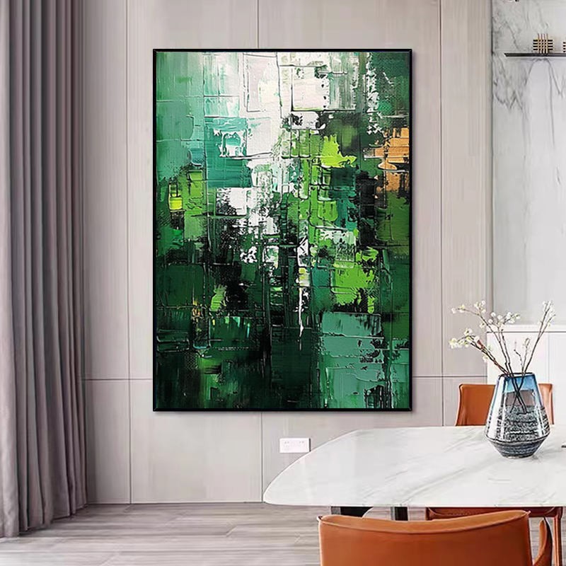 Green Landscape Abstract Handmade Painting