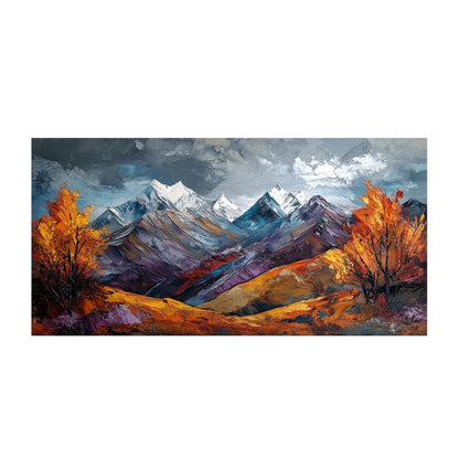 Snow Mountain Autumn Scenery Pictures For Home Decor