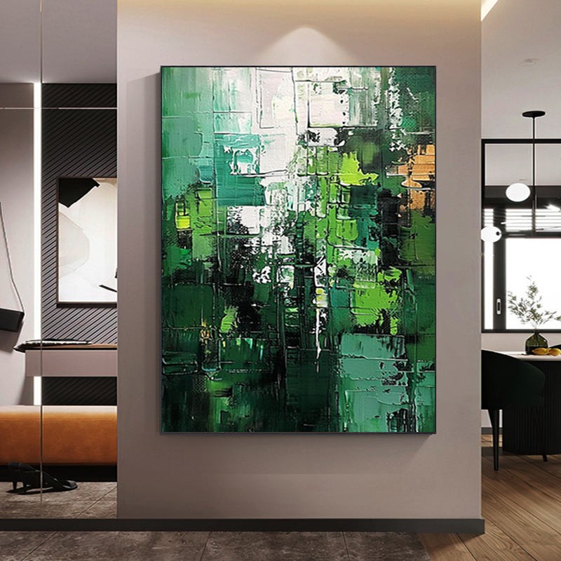 Green Landscape Abstract Handmade Painting